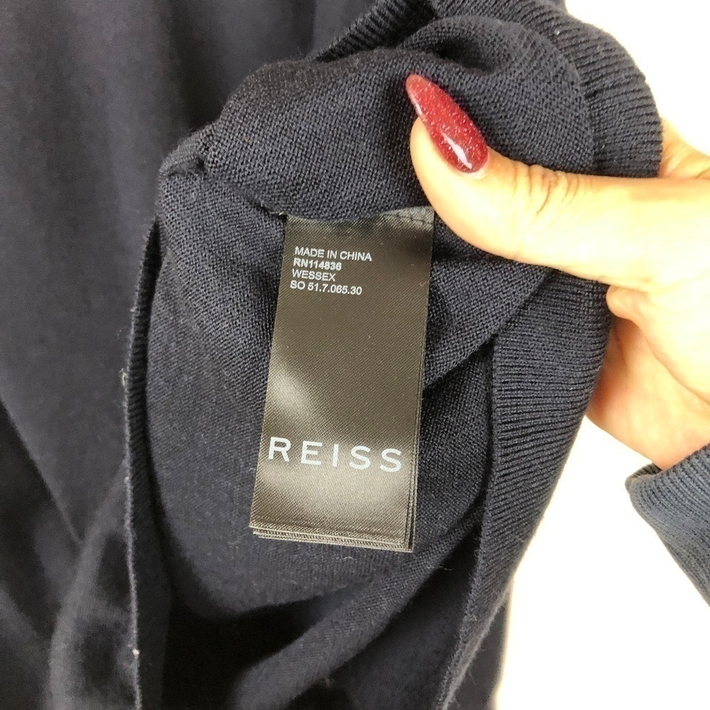 NWT Reiss Navy Blue Merino Wool Wessex Crewneck Sweater - Picture 5 of 9